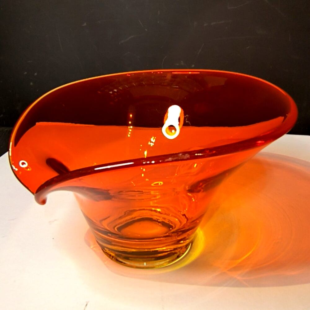 1857.  Vintage Viking Bon Bon Abstract Spouted MCM Bowl Glass Art